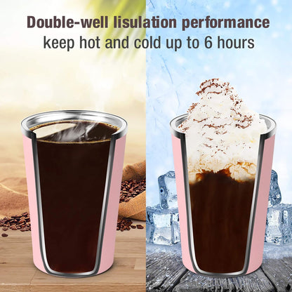17oz (510ml) Vacuum Insulated Coffee Travel Mug, Leak proof Double Wall Stainless Steel Reusable Cup with Lid, Thermal Tumbler for Hot and Cold Drinks, Matte Texture White