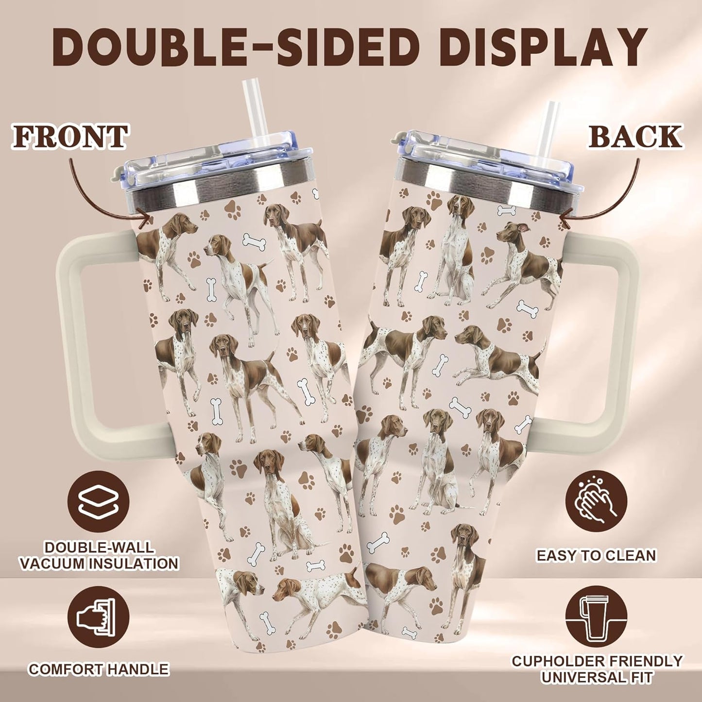 Beagle Gifts for Women Men, 40oz Stainless Steel Insulated Tumbler Travel Cup Mug, Funny and Unique Beagle Gifts for Dog Lover - Colors B