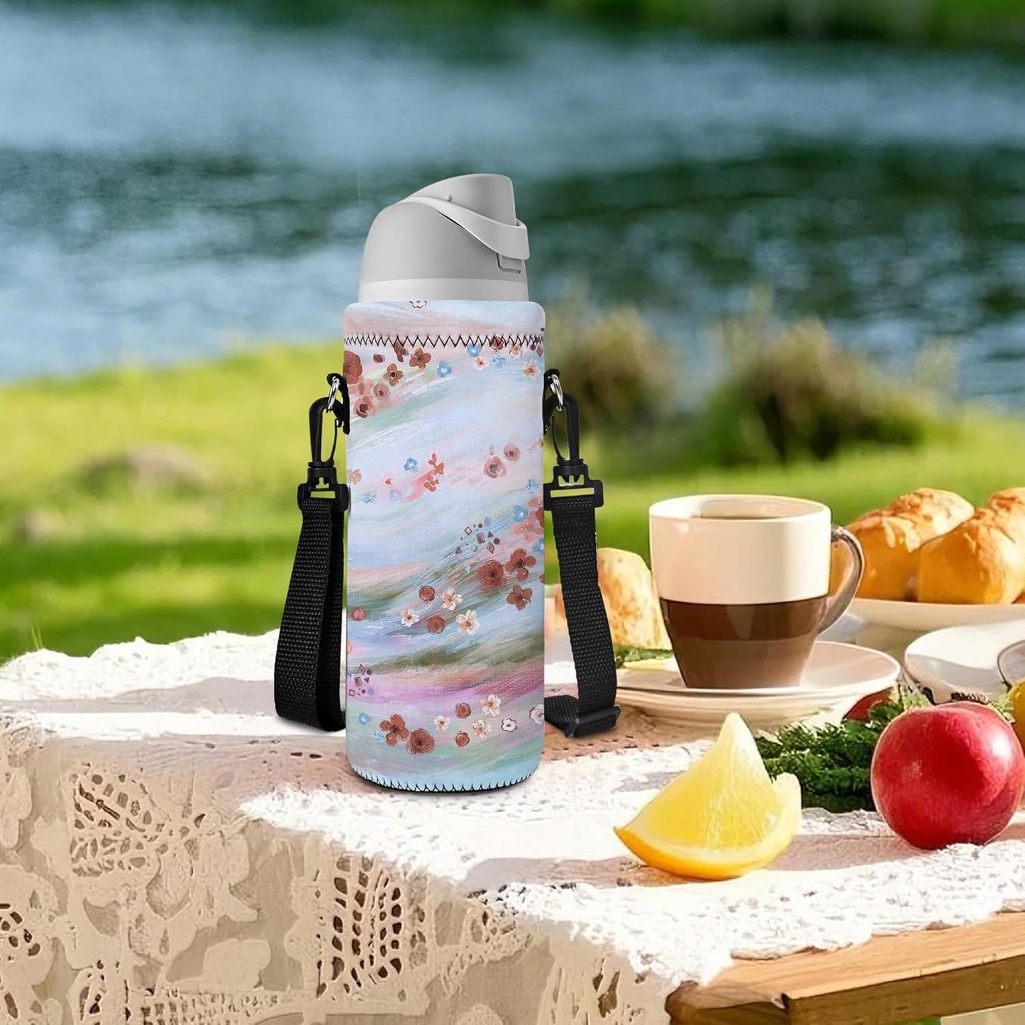 AUPET Water Bottle Sling Bag Carrier Crossbody Sleeve,Insulated Neoprene Bottle Case Holder Pouch Cover 500ML/17oz with Shoulder Strap for Walking Women Men