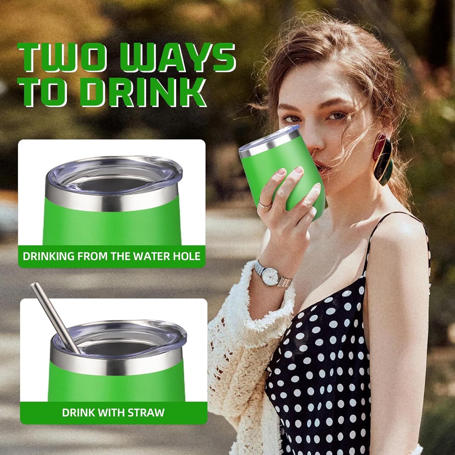 12oz/4 Pack Wine Tumbler Glasses with Lid Stemless Double Wall Vacuum Stainless Steel Travel Tumbler Keeping Cold & Hot for Wine,Coffee,Cocktails,Drinks-Family and Gifts (Multi color-dark)