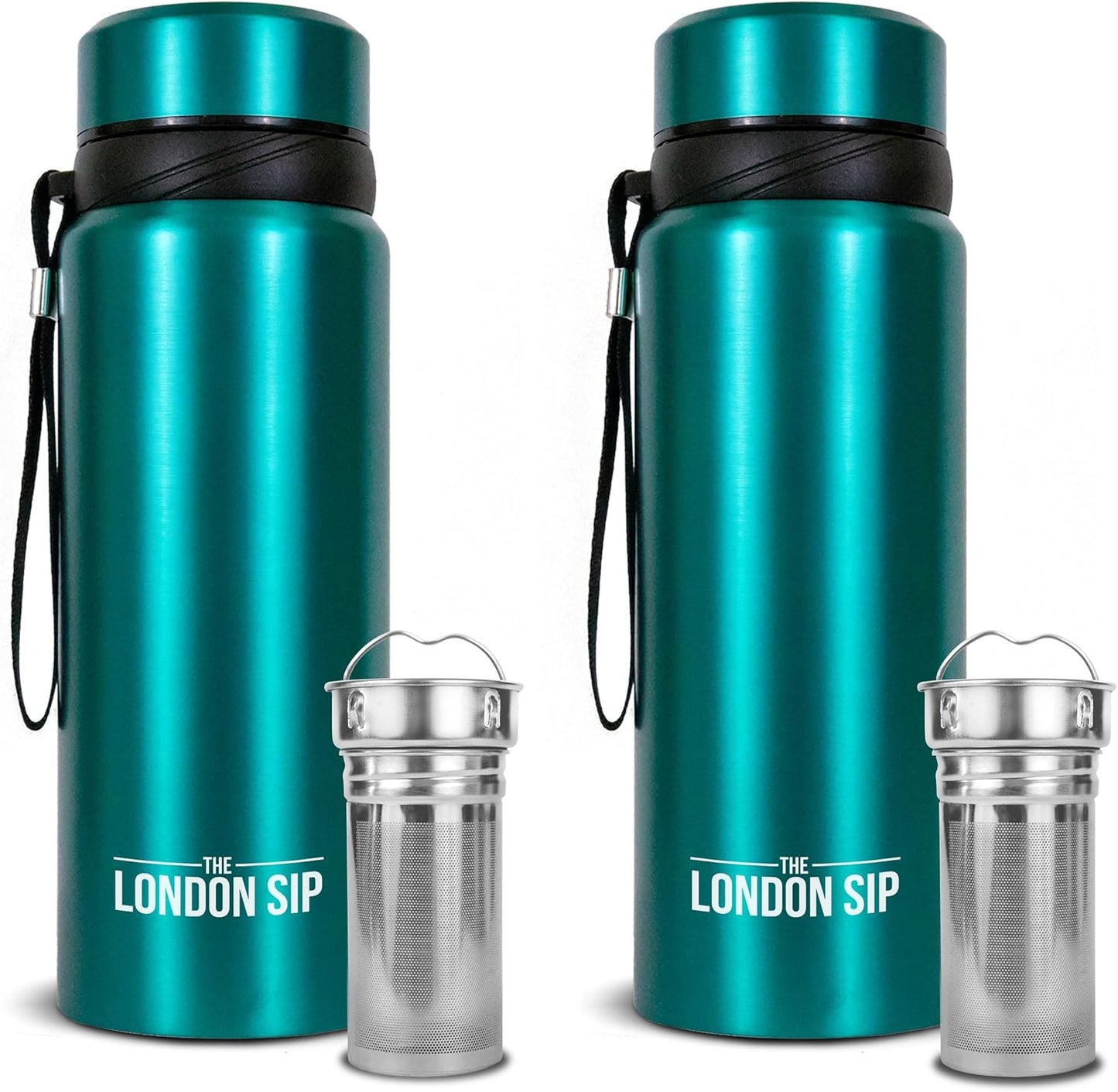 London Sip 25 oz Multi-Function Travel Mug and Tumbler Tea Infuser Water Bottle Fruit Infuser Flask Hot and Cold Double Wall Stainless Steel Coffee Thermos, Cosmic Silver