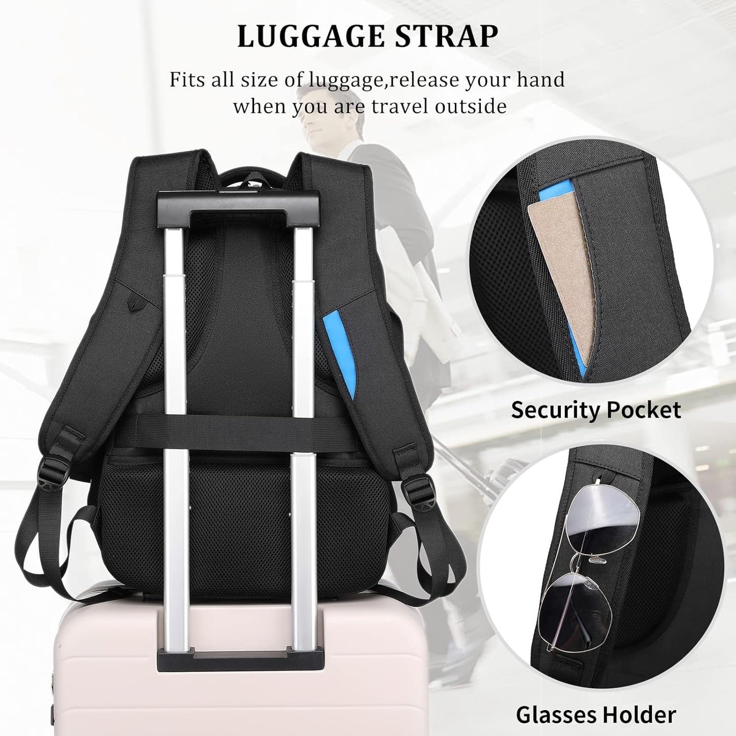 DUSLANG 17 Inch Laptop Backpack for Travel Water Resistant College Backpack for Men/Women Laptop Bag with USB Charging Port,Black - Colors B
