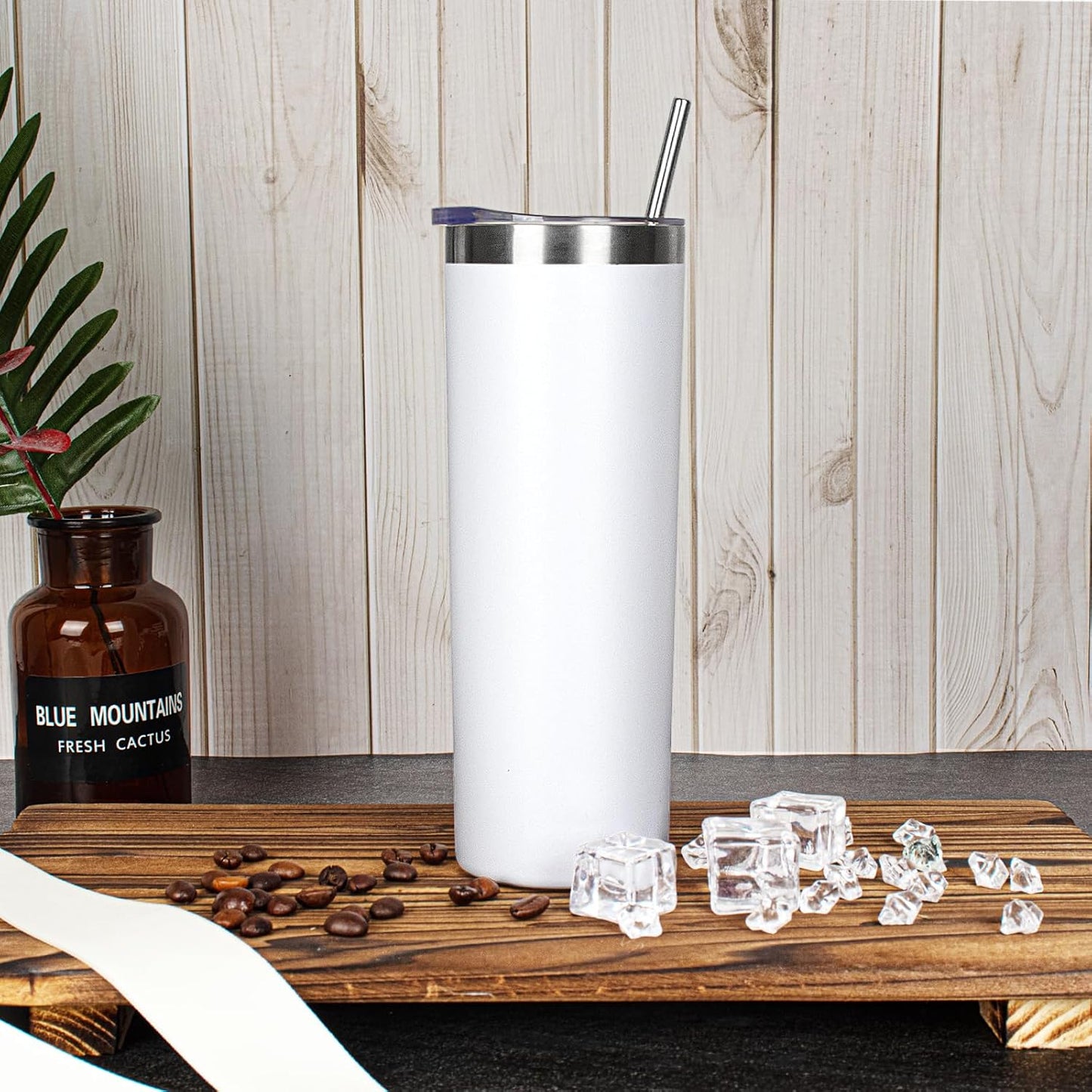 20 oz Skinny Tumblers with Lid and Straw,Stainless Steel Vacuum Insulated Tumbler Cup Double Wall Travel Coffee Mug, Thermal Water Tumbler for Hot and Cold Drinks(Rose Gold,1)