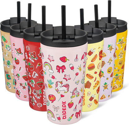 BJPKPK 22oz Insulated Tumbler With lid And Straw Stainless Steel Tumblers Travel Coffee Mug Reusable Thermal Cup,Sky