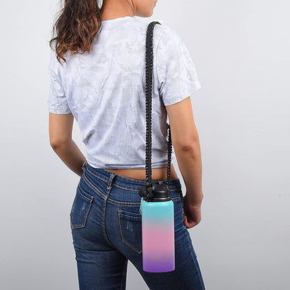 Wongeto Paracord Handle Carrier Holder with Shoulder Strap,Compatible with Hydro Flask Wide Mouth Water Bottles