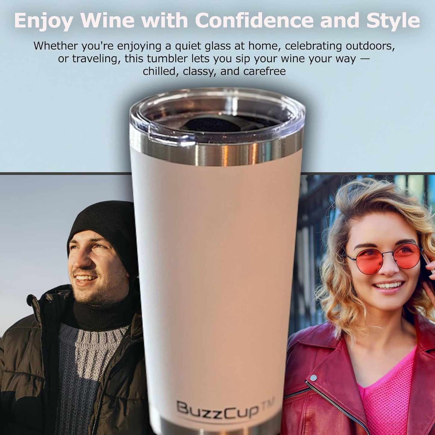 20 oz Stainless Steel Tumbler with Magnetic Slide Lid – Double Wall Insulated Coffee Travel Mug, Leak Proof Iced Coffee Cup, Hot & Cold Tumbler (Black)