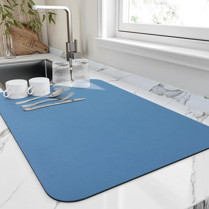 HotLive Dish Drying Mat for Kitchen Counter, Heat Resistant Drainer Mats with Non-slip Rubber Backed, Hide Stain Kitchen Super Absorbent Draining Mat, Easy to Clean Dish Rack Pad, Dark Grey 16"x18"