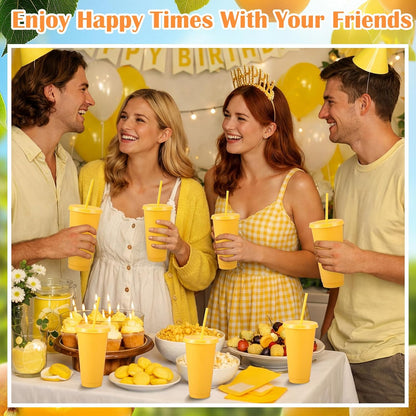 Honeydak 15 Pack Tumbler with Straw and Lid Bulk Cups for Gifts Water Bottle Iced Coffee Travel Mug Cup Reusable Plastic Tumblers for Party Birthdays 24-27 oz (Solid Color)