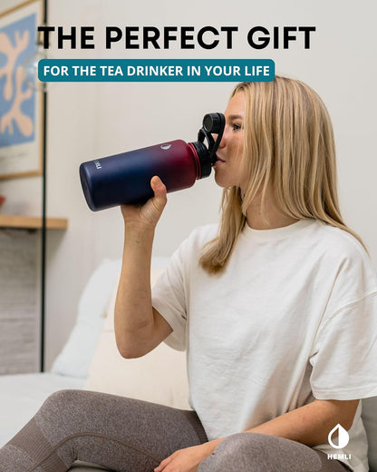 22 oz Ceramic Lined Tea Infuser Travel Tumbler, Micro-Mesh Stainless Steel Infuser, Pure Taste Ceramic Interior, Triple Insulated 12hr Hot Cold, Dual Sip & Straw Lid, Scratch-Resistant