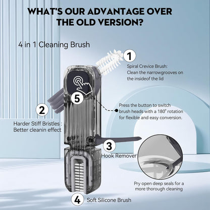 3 in 1 Cup Lid Gap Cleaning Brush Set, Multifunctional Insulation Bottle Cleaning Tools, Mutipurpose Tiny Silicone Cup Holder Cleaner, Home Kitchen Cleaning Tools