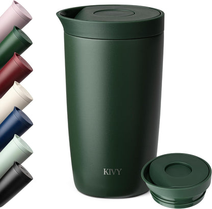 KIVY Travel Coffee Mug Tumbler [24h Cold | 6h Hot] Insulated Coffee Tumbler Stainless Steel - Leak Proof Coffee Travel Mug - 12oz Insulated cup to go for hot & cold drinks - Cups for Women & Men