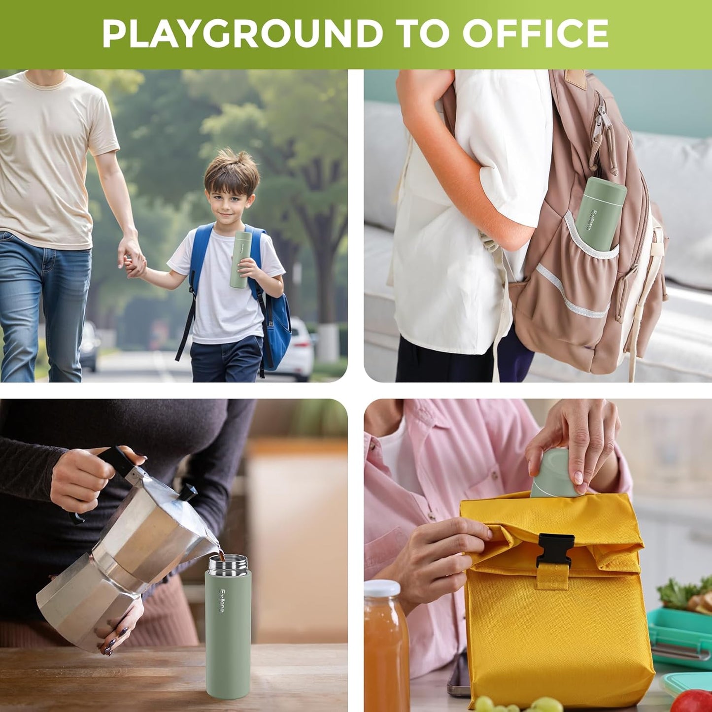 【Upgraded】Exllena Small Insulated Water Bottle 12 oz/350ml– Mini Insulated Water Bottle for Hot & Cold Drinks, Perfect Small Water Bottle for Travel, Purse...(Greyish Blue)