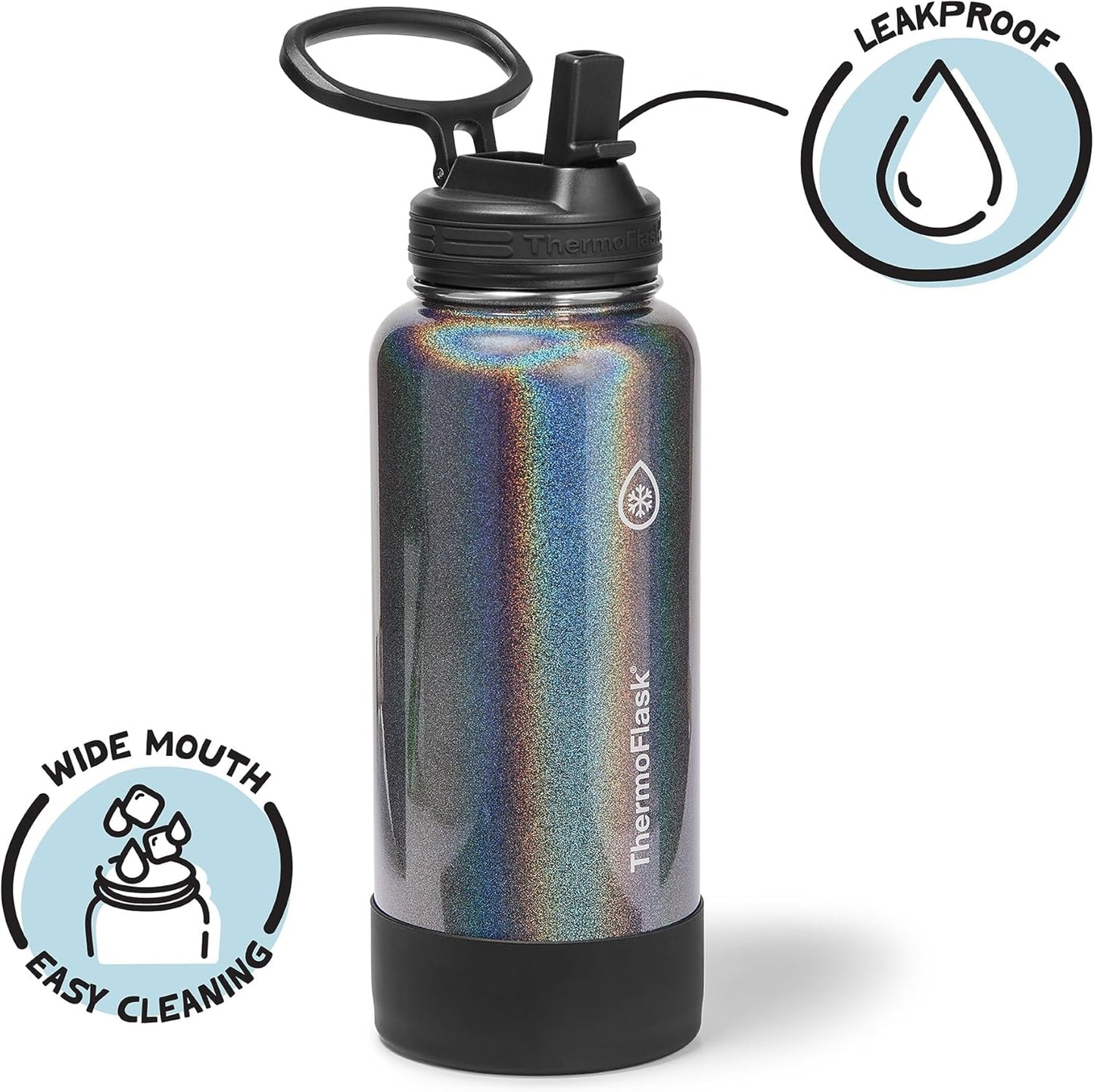 ThermoFlask Insulated Water Bottle with Spout Lid (24 oz, Lemonade Stand) - Leakproof, Stainless Steel Water Bottle for Cold & Hot Drinks, Travel & Daily Hydration