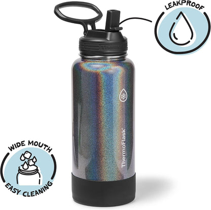 ThermoFlask Insulated Water Bottle with Spout Lid (24 oz, Lemonade Stand) - Leakproof, Stainless Steel Water Bottle for Cold & Hot Drinks, Travel & Daily Hydration
