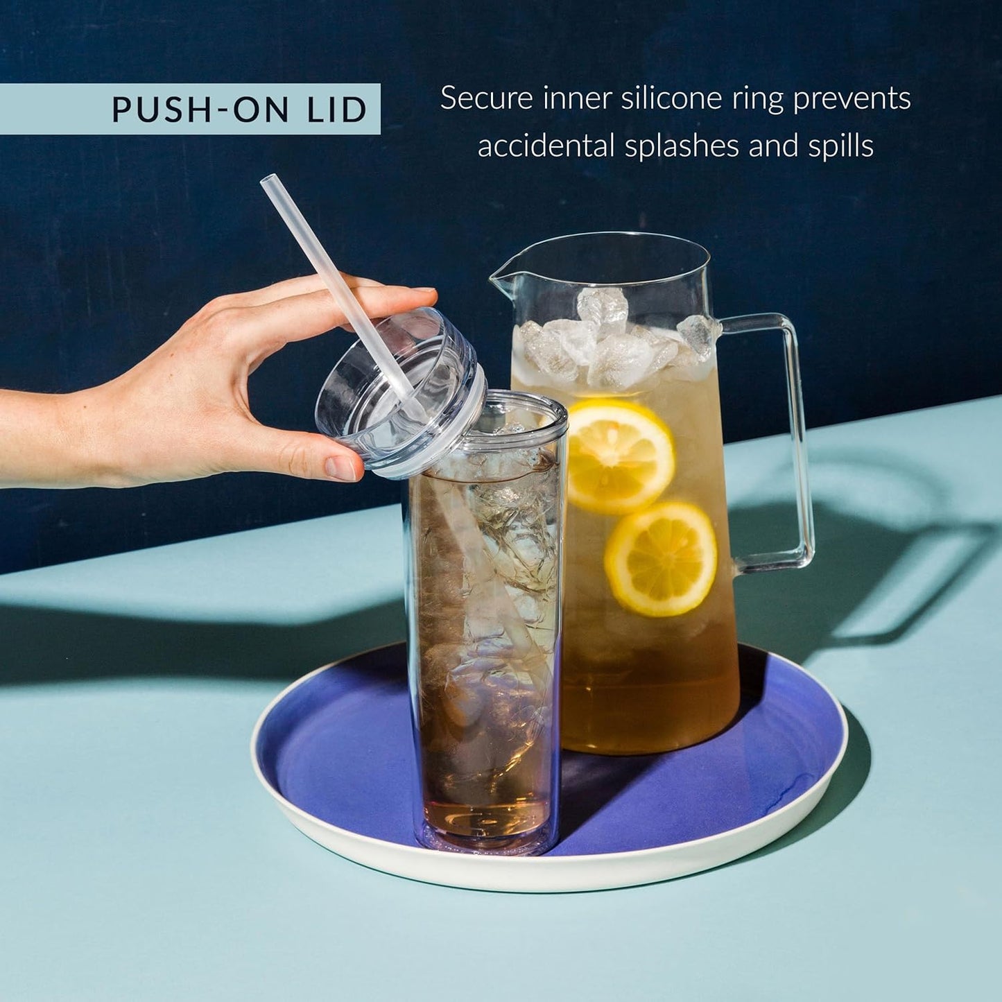 Maars Skinny Clear Tumbler with Lid and Straw | 16oz Premium Acrylic, Insulated Double Wall Plastic Reusable Water Cups, BPA-Free To Go Cups for Iced Coffee, Juice & Ice Tea