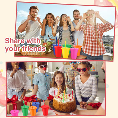 Sieral 30 Pack Cups with Lids and Straws Kids Tumbler with Straw Reusable Water Bottle Iced Coffee Travel Mug Adults Plastic Cups for Parties 16 oz (Candy Colors)