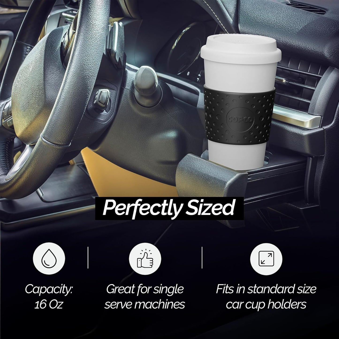 Copco Acadia 16 oz Travel Mug - Insulated Reusable Coffee Tumbler with Double-Walled Plastic, Leak-Proof Lid, BPA-Free - Portable Mug for Hot & Cold Drinks, Cup Holder Friendly (Blue)