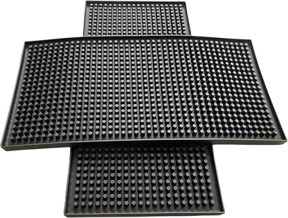 XieNie Bar Mat, 6" x 12" Black Small Coffee Mat for Home Bar Kitchen Countertop, Non-Slip Service Spill Mat for Cocktail Bartender Accessories, PVC Counter Top Cup Glasses Drying Mats, 1Pac