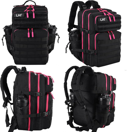 LHI Military Tactical Backpack for Men and Women 45L Army 3 Days Assault Pack Bag Large Rucksack with Molle System - Black - Colors B