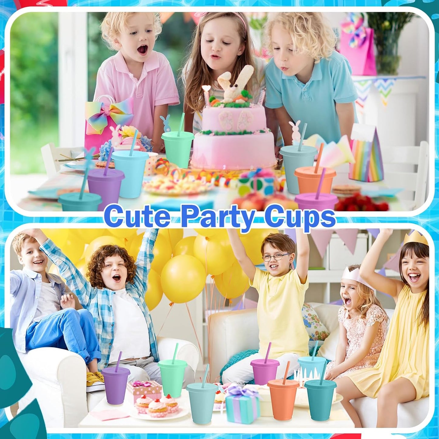 Sieral 30 Pack Cups with Lids and Straws Kids Tumbler with Straw Reusable Water Bottle Iced Coffee Travel Mug Adults Plastic Cups for Parties 16 oz (Candy Colors)