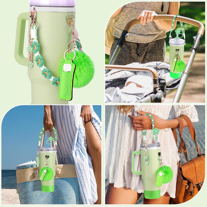 Mity rain Cup Accessories for Stanley Cup 30oz 40oz Tumbler with Handle, Including Water Bottle Handle Strap, Chapstick Holder, Boot, Keychain Charms, Straw Topper Cover Cap for Stanley (Purple)
