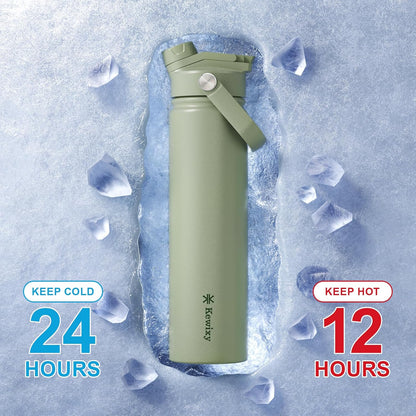 KEWIXY 32 oz Insulated Water Bottle, 2-in-1 Lid, Straw & Spout with Protected, Leak Proof, Keep Cold, Stainless Steel, Metal, Reusable, Handle, for Outdoor, Gym and School, 2 Lids, Blush Pink