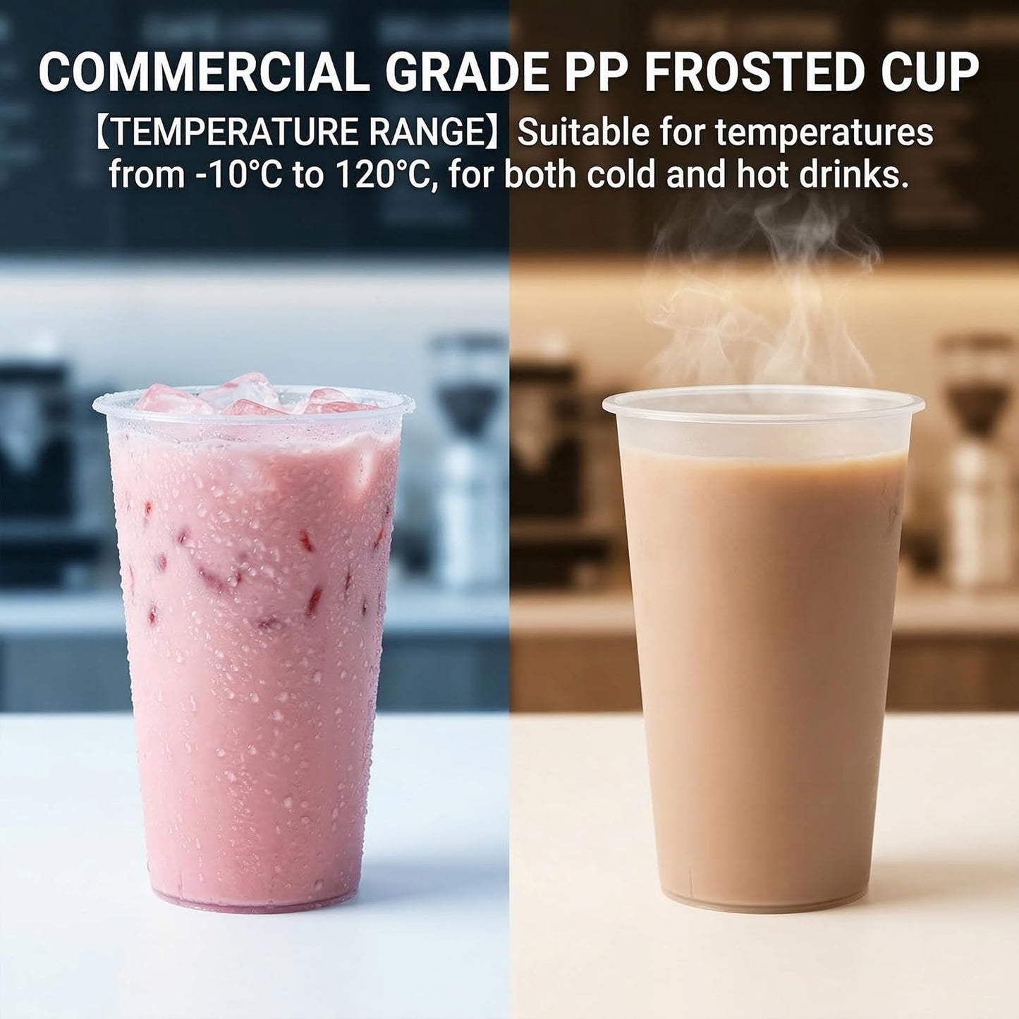 100 Sets Bulk Frosted Disposable Hard Plastic Cups With Straws Lids,90mm Disposable Bubble Boba Milk Tea ToGo Cups Cold Hot Plastic coffee Boba Tea Business TakeAway Supplies (16, ounces)