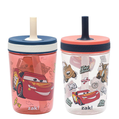 Zak Designs 15oz Bluey Kelso Tumbler Set, Leak-Proof Screw-On Lid with Straw Made of Durable Plastic and Silicone, Perfect Bundle for Kids, 2 Count (Pack of 1) - Colors A
