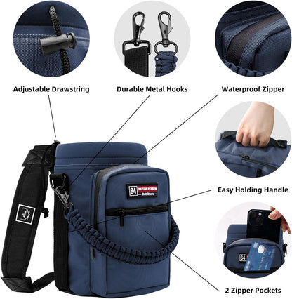 NATURE PIONEOR Water Bottle Holder with Adjustable Strap - Half/One Gallon (64/128oz) Insulated Water Bottle Sling Carrier with Phone Pocket & Paracord Handle, Outdoor Camping, Hiking, Gym