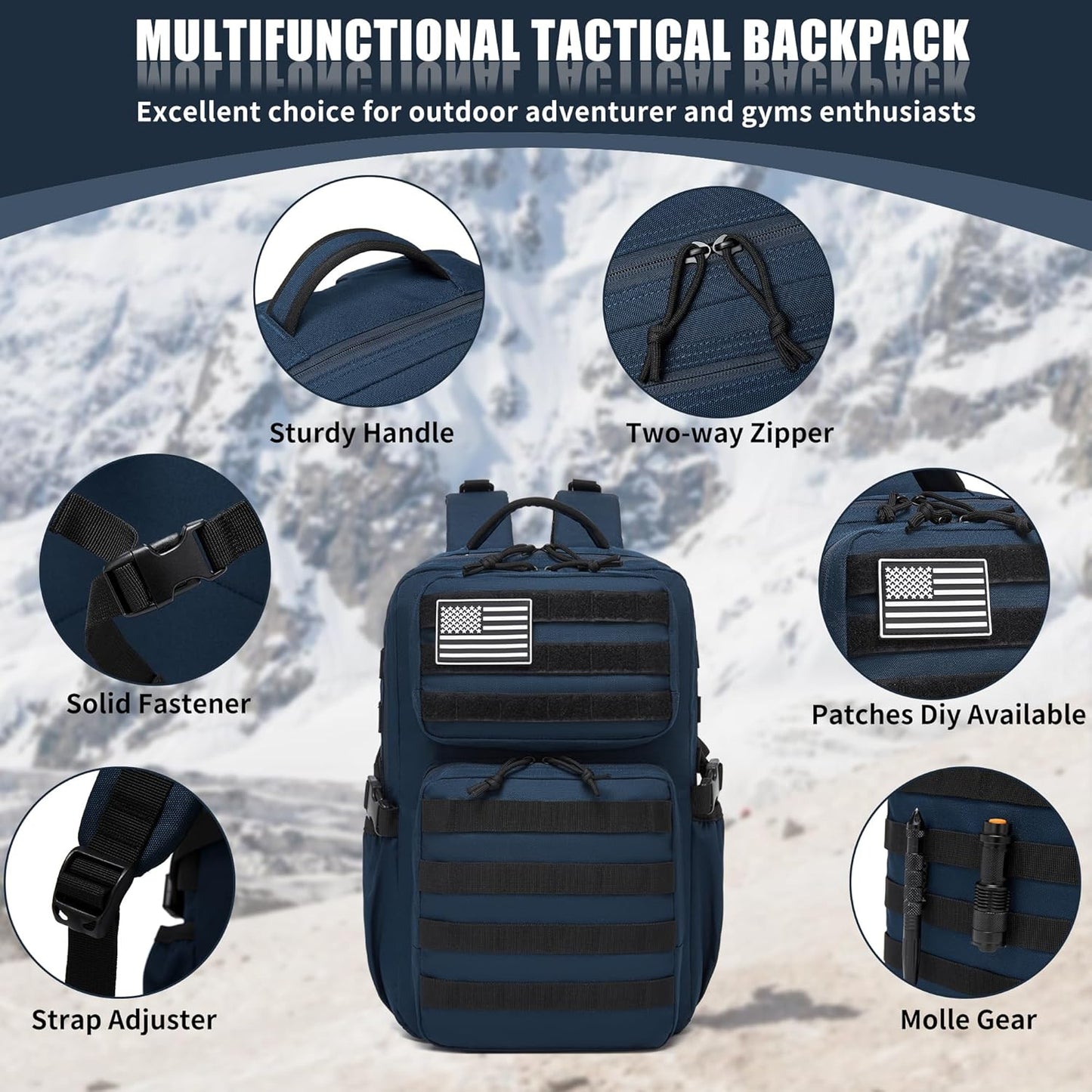 Wotony Military Tactical Backpack for Men Waterproof Daypack 3 Day Assault Pack Molle Bag with Water Bottle Holder