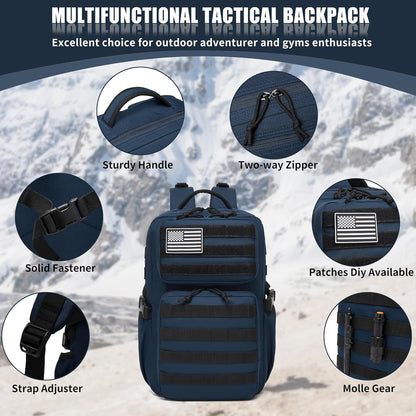 Wotony Military Tactical Backpack for Men Waterproof Daypack 3 Day Assault Pack Molle Bag with Water Bottle Holder