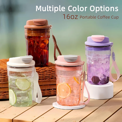 16oz Trendy Reusable Portable Tumbler - BPA Free, Leak - Proof, Lightweight & Easy to Carry,Ideal for On - the - Go Sipping (Brown)