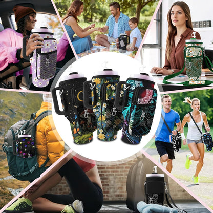 Stanley Carrier Bag for Stanley 40oz/30ozTumbler with Phone with 2 Adjustable Strap,3 Pockets Bottle Stanley Cup Carrier Bag & Case,Accessories for Hiking Travelling