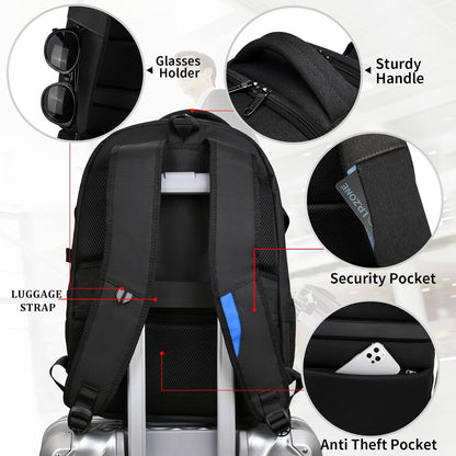 DUSLANG 17 Inch Laptop Backpack for Travel Water Resistant College Backpack for Men/Women Laptop Bag with USB Charging Port,Black - Colors B
