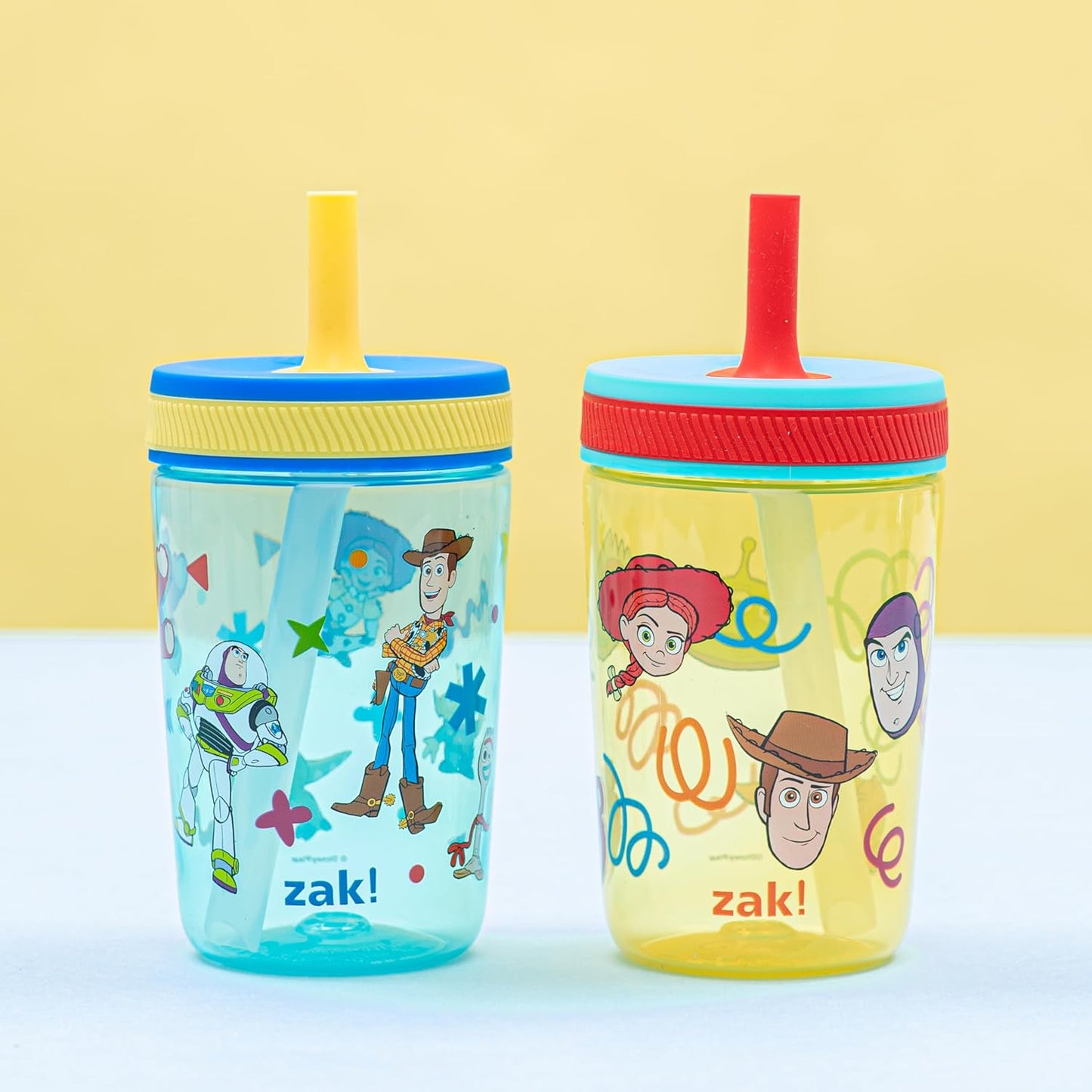 Zak Designs 15oz Bluey Kelso Tumbler Set, Leak-Proof Screw-On Lid with Straw Made of Durable Plastic and Silicone, Perfect Bundle for Kids, 2 Count (Pack of 1) - Colors A