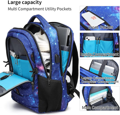 DUSLANG 17 Inch Laptop Backpack for Travel Water Resistant College Backpack for Men/Women Laptop Bag with USB Charging Port,Black - Colors A