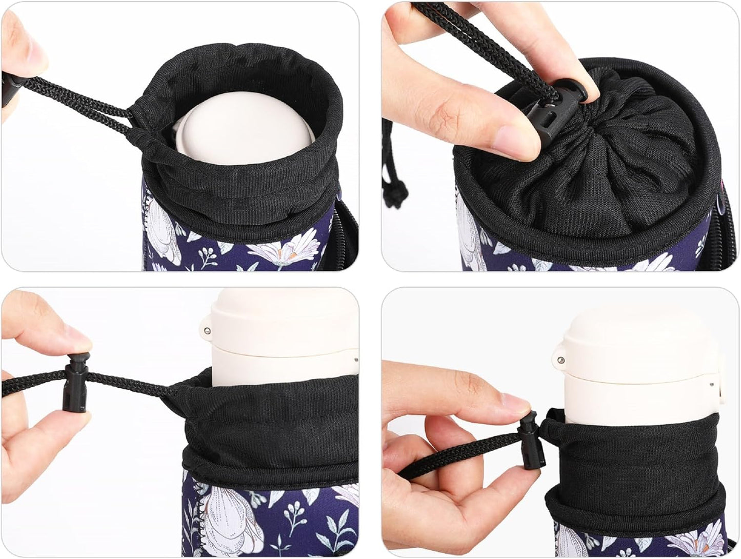 Nuovoware Water Bottle Carrier Bag,25oz/40oz/64oz Bottle Pouch Holder,Adjustable Shoulder Hand Strap 2 Pocket Sling Neoprene Sleeve Sports Accessories for Hiking Travelling Camping