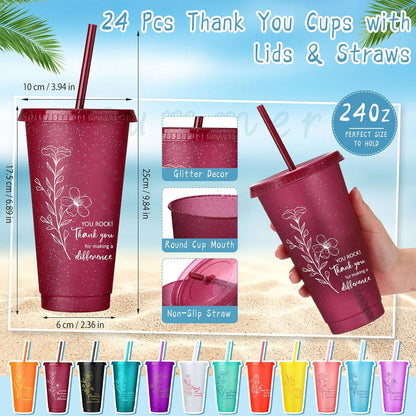Feifeiya 72 Pcs/ 24 Set Bible Verse Gifts Bulk 24 oz Father's Day Christian Plastic Tumbler with Lids and Straws Inspirational Prayer Notepads Religious Pen Church Cups Gift for Christian Party Favors