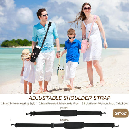 Initial Water Bottle Holder with Strap for Stanley Cup Accessories 40 oz/Simple Modern Tumbler, Birthdays for Women Girls, Water Bottle Carrier Bag with Phone Pocket,Hiking Walking Gym Camping