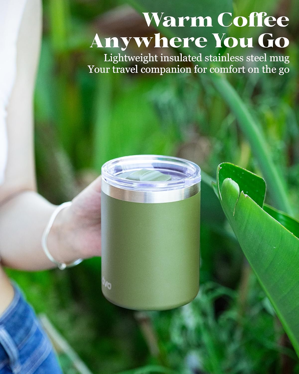 12oz Insulated Coffee Mug with Lid – Includes Two Lids, Stainless Steel Coffee Travel Mug with Handle, Double Wall Vacuum Insulated Camping Mug for Home, Office & Outdoor, Navy Blue