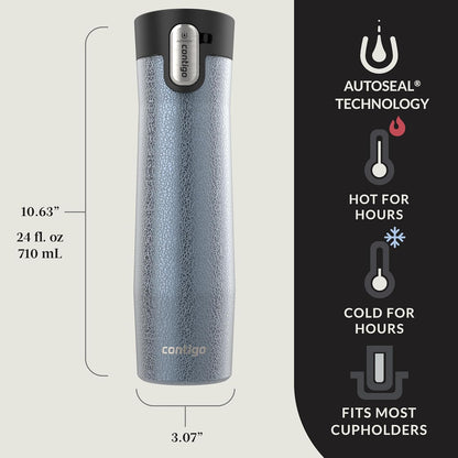 Contigo AUTOSEAL West Loop Vacuum-Insulated Stainless Steel Travel Mug with Easy-Clean Lid 12 oz Blueberry