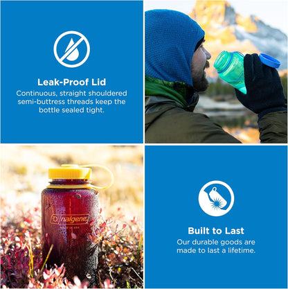 Nalgene 32 oz Wide Mouth Water Bottle | BPA-Free, Durable & Leak Proof, Lightweight Bottle for Hiking & Gym, Work & Travel