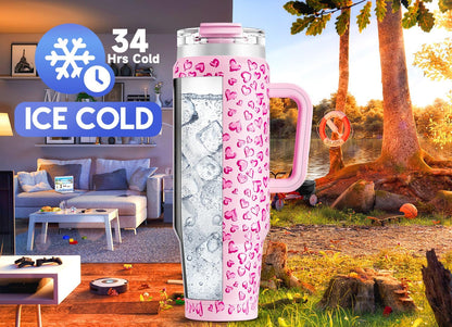 Meoky 32 oz Tumbler with Handle, Insulated Tumbler with Lid and Straw, Stainless Steel Travel Mug, Keeps Cold for 24 Hours, 100% Leak Proof, Fits in Car Cup Holder (Night)