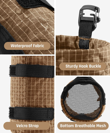 Water Bottle Holder Pouch with Hook Buckle, Backpack Water Bottle Holder Mesh Bag Carrier Fits for 8-24oz Bottles for Hiking, Running, Travel, Outdoor Backpack Accessories & Attachments