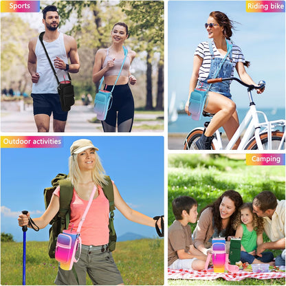 LEFOR·Z Water Bottle Carrier Bag with Phone Pocket Compatible with Stanley/Meoky 40 oz Tumbler with Handle,Water Bottle Holder Pouch with Adjustable Strap Compatible with Stanley Cup Accessories