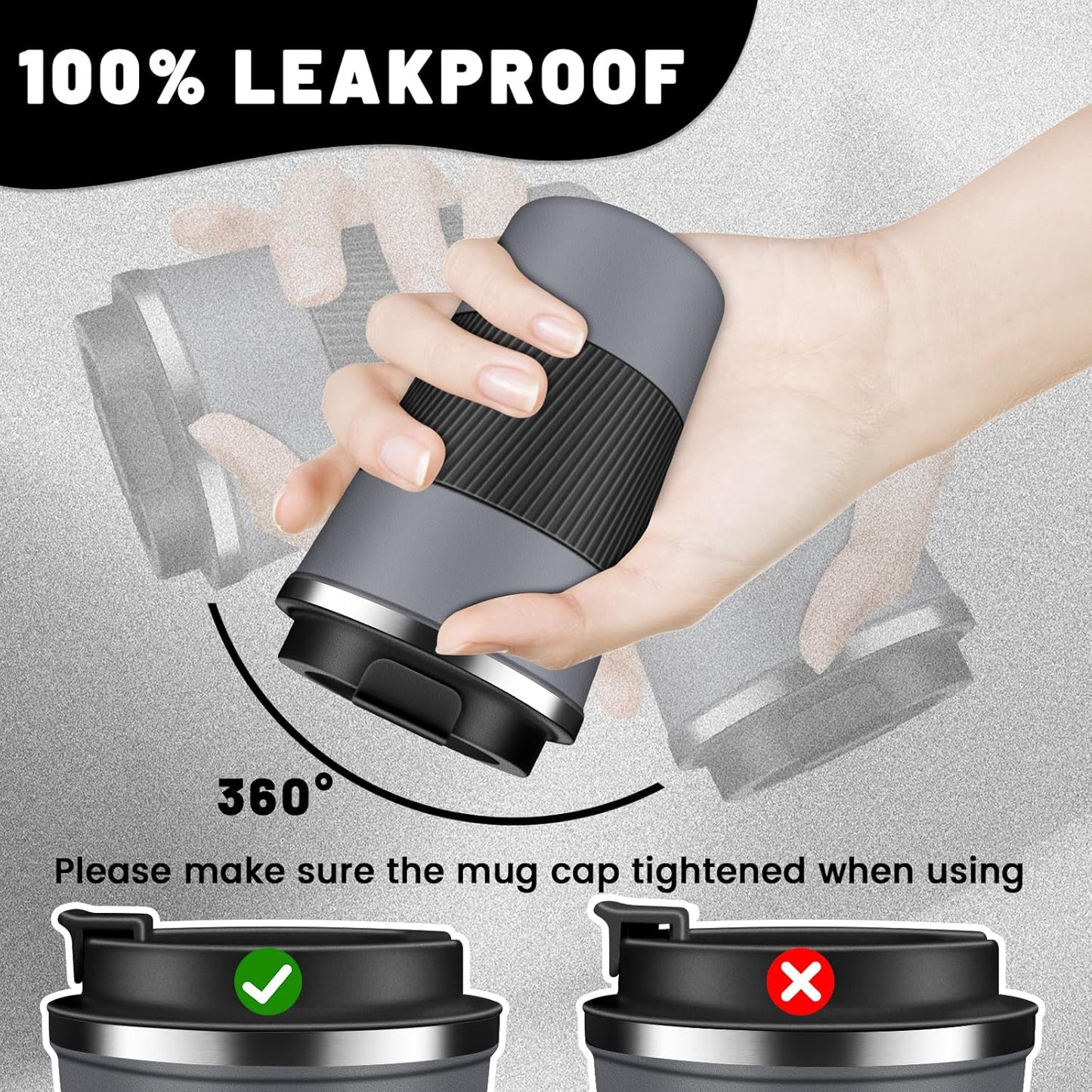 DUBUXW Insulated Coffee Tumblers with Flip Lid 12oz / 17oz, Stainless Steel Travel Coffee Mug Leak Proof, Vacuum Insulated Coffee Mug Reusable Cup, Keeps Cold and Hot for Coffee Tea