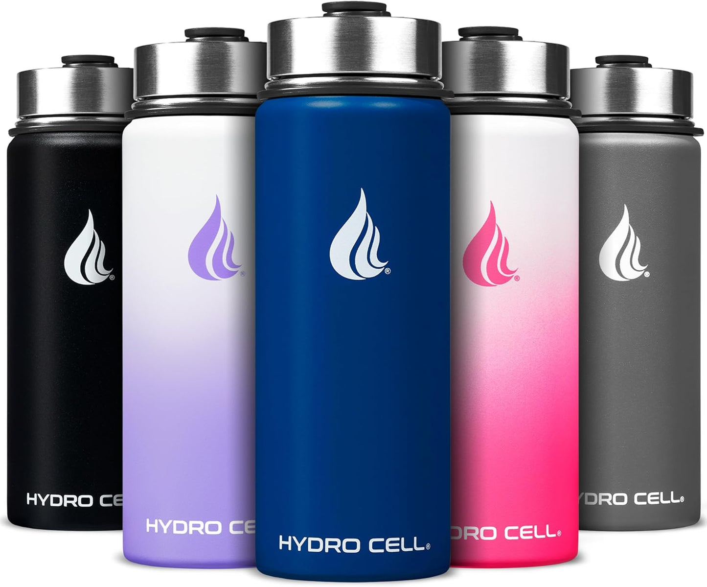 HYDRO CELL Stainless Steel Insulated Water Bottle with Straw - For Cold & Hot Drinks - Metal Vacuum Flask with Screw Cap and Modern Leakproof Sport Thermos for Adults (Neon 18oz)