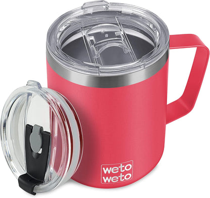 WETOWETO 14 oz Coffee Mug, Vacuum Insulated Camping Mug with Lid, Double Wall Stainless Steel Travel Tumbler Cup, Thermal Coffee Mug, Powder Coated Navy Blue