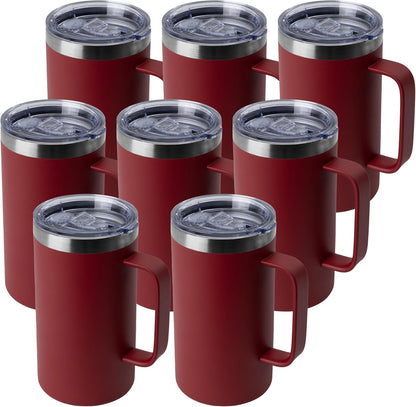 DOMICARE 24oz Mug with Handle and Lid, Stainless Steel Coffee Mug, Reusable Insulated Cup, Travel Mug with Handle, Double Wall Vacuum Coffee Tumbler for Men and Women, Black, Pack 1