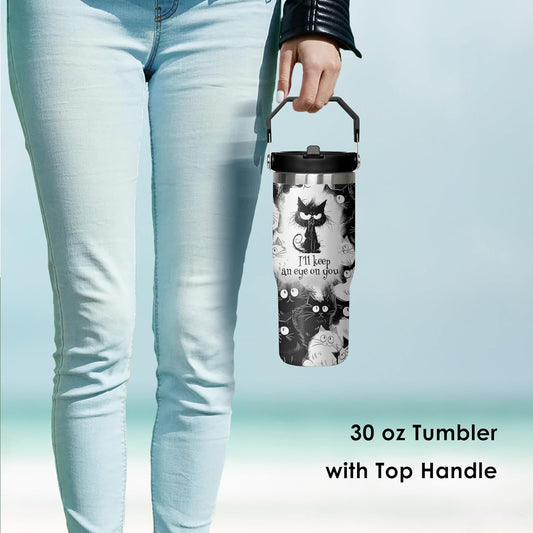 30 oz Peacock Blue Flip Straw Tumbler with Top Handle for Peacock Blue Lover Resuable Vacuum Insulated Flip Top Water bottle for Home Office Car